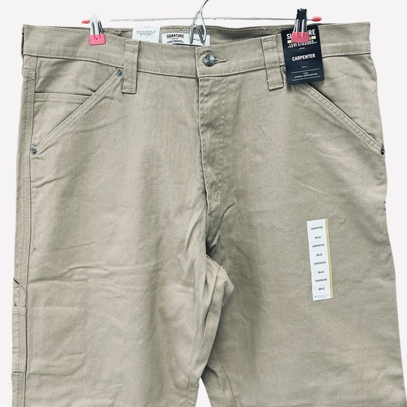 Signature by Levi Strauss Workwear Men’s Carpenter Pants Jeans Beige Size 38x32 - Picture 10 of 15